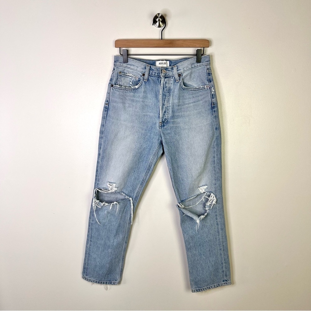 AGOLDE Riley High Rise Straight Crop Distressed Jeans - Picture 5 of 16